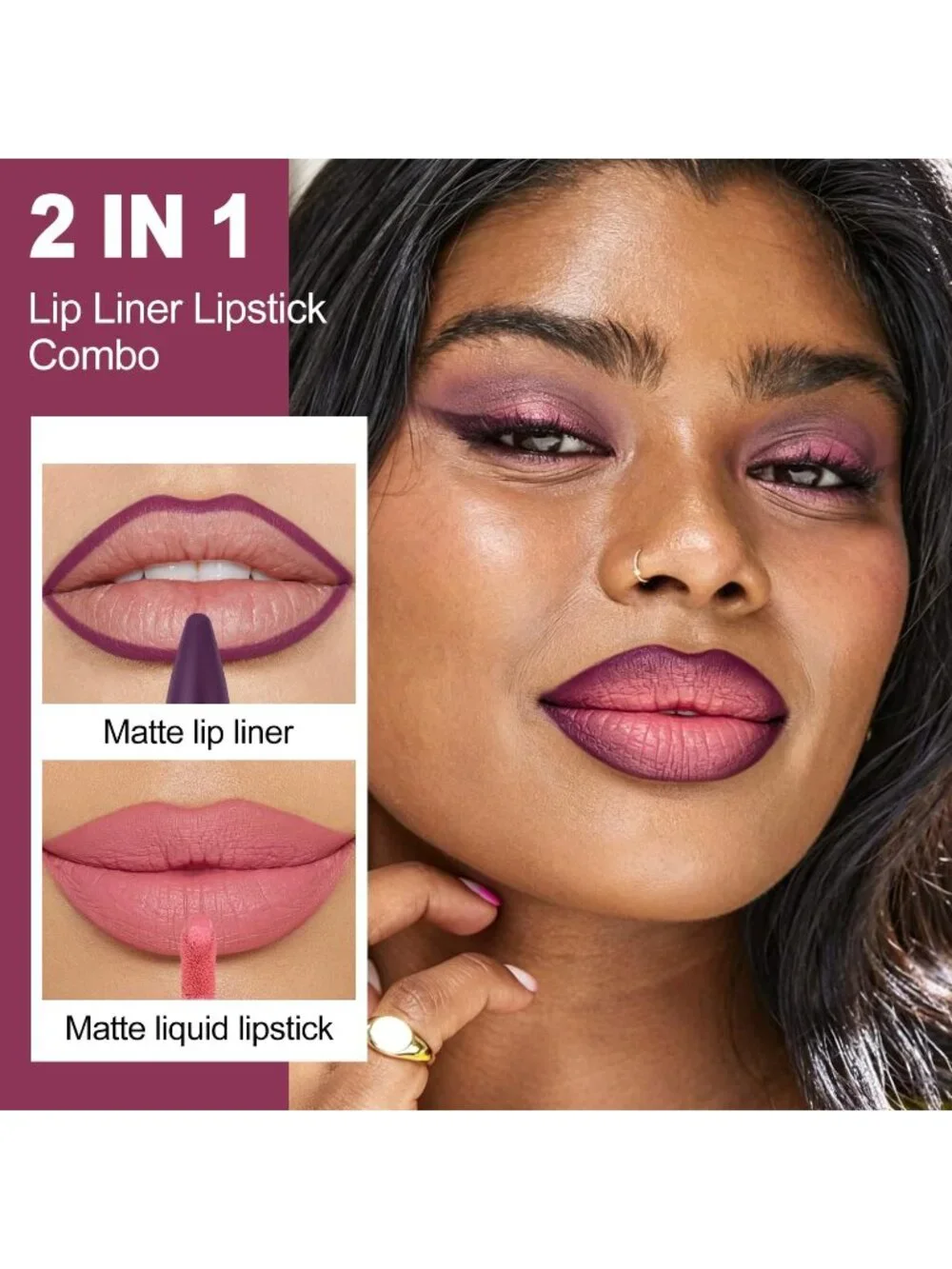 Women's LGA17 2-in-1 Long Lasting Ombre Lips Double-Ended Matte Liquid Lipstick